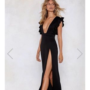 *SOLD* NWT deep plunge black dress